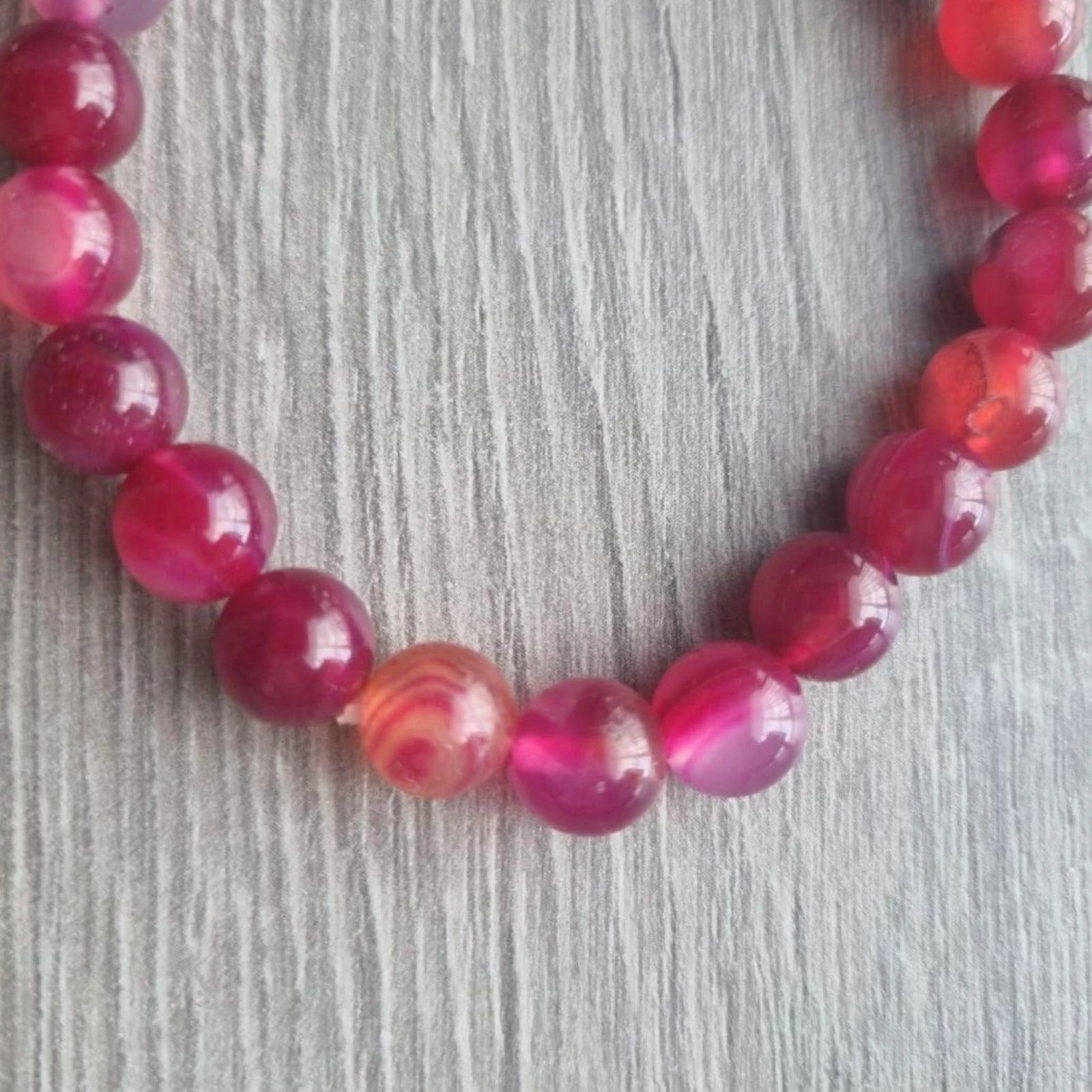 New Beaded Bracelet Real Rose Agate – Elastic Gemstone – photo 4